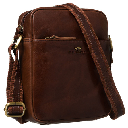 Braune Umhängetasche aus echtem Leder mit Schlüsseletui im Set – Peterson