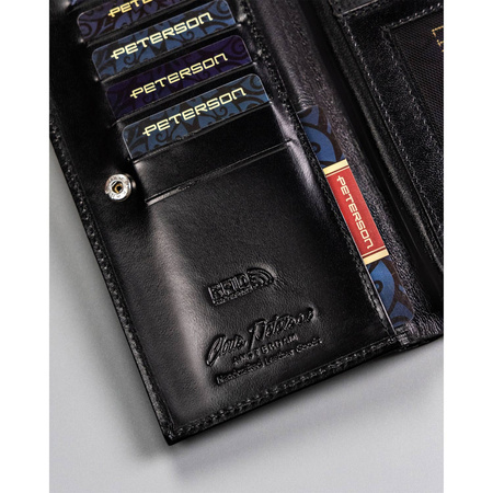 Schwarze Damen Geldbörse aus Leder mit RFID – Peterson