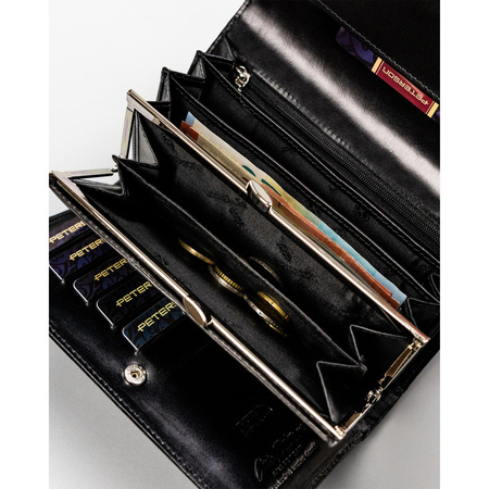 Schwarze Damen Geldbörse für Dokumente mit RFID – Peterson