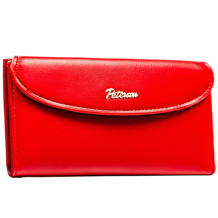 Rote, glatte Damen-Geldbörse aus Öko-Leder mit Magnetverschluss – Peterson