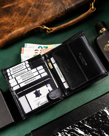Große Herren Geldbörse aus Leder mit RFID-Schutz – Rovicky