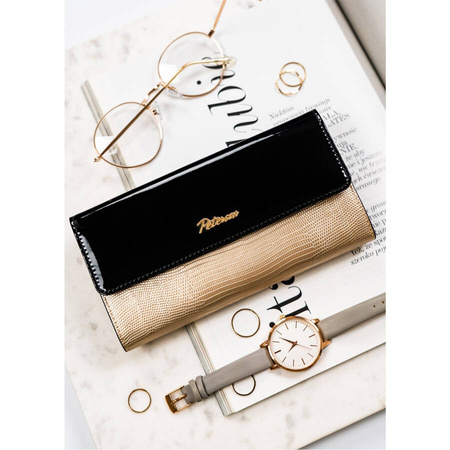 Elegante Damen Geldbörse mit Lackklappe und Reptilprägung – Peterson