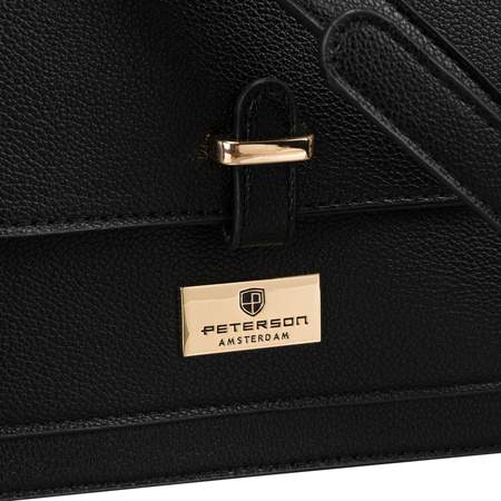 Schwarze Damen Stadttasche aus Öko-Leder mit zwei Riemen – Peterson