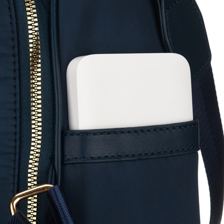 Damen-Rucksack aus Nylon und Öko-Leder in Marineblau, mit Reißverschluss – Peterson