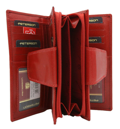Geräumige Damen Geldbörse aus Leder mit Druckverschluss – Peterson