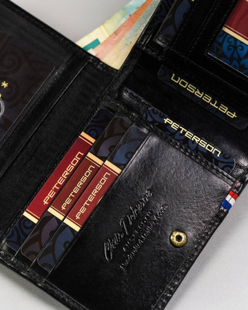 Große Herren Geldbörse aus Leder mit Druckknopf – Peterson