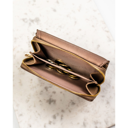 Beige Damen-Geldbörse aus Öko-Leder mit Druckknopfverschluss - Rovicky