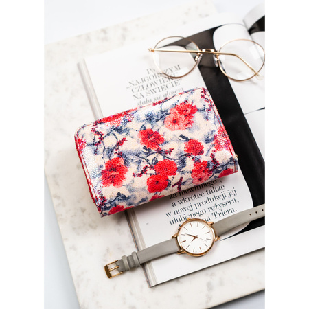 Multifarbene Damen-Geldbörse aus Öko-Leder mit floralem Muster - Peterson