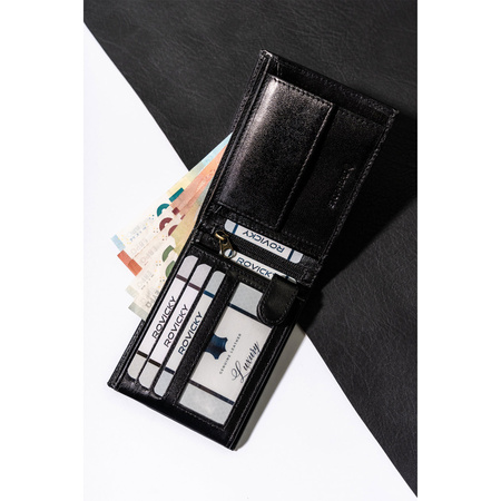 Herren Geldbörse aus schwarzem Echtleder – Rovicky