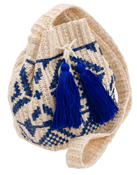 Kleine Strohtasche im Beuteldesign mit Pompons – ideal für den Sommer – Cavaldi