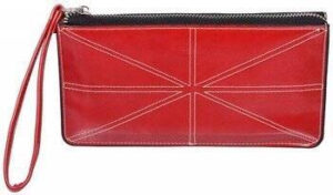 Damen Geldbörse im Federmäppchen-Stil aus Öko-Leder mit Kartenfächern und Handschlaufe