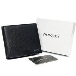 Herren Geldbörse querformat mit Reißverschlussfach, Echtleder, RFID Stop – Rovicky