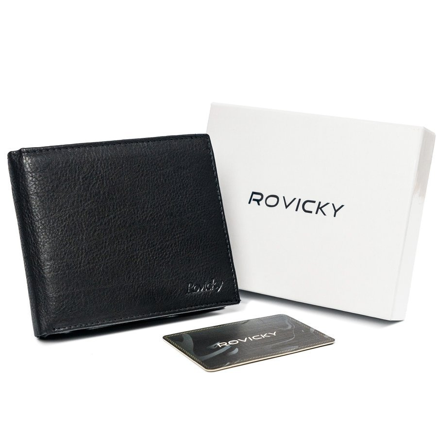 Herren Geldbörse querformat mit Reißverschlussfach, Echtleder, RFID Stop – Rovicky