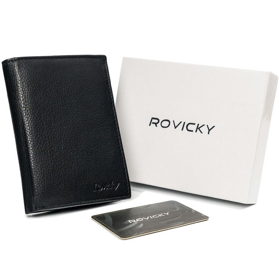 Herren Geldbörse aus Echtleder, schwarz, mit RFID-Schutz – Rovicky