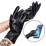Gefütterte Damen Lederhandschuhe mit Schnalle – Rovicky