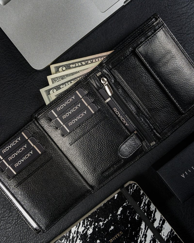 Große schwarze Herren Geldbörse aus Echtleder mit RFID-Schutz – Ronaldo – Bild 10