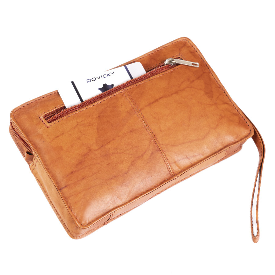 Herren Handgelenktasche mit Handschlaufe – Echtleder – Bild 8