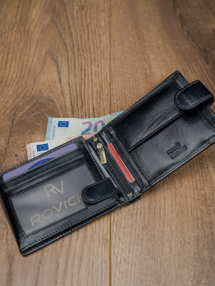 Klassische Herren Geldbörse aus Leder mit RFID-Schutz – Rovicky – Bild 9