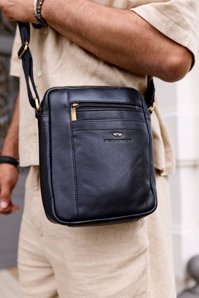 Herren Ledertasche mit Reißverschlussfach – Peterson – Bild 2