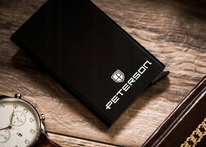 Geschenkset: Herren-Geldbörse aus Leder und Aluminium-Kartenetui — Peterson – Bild 9