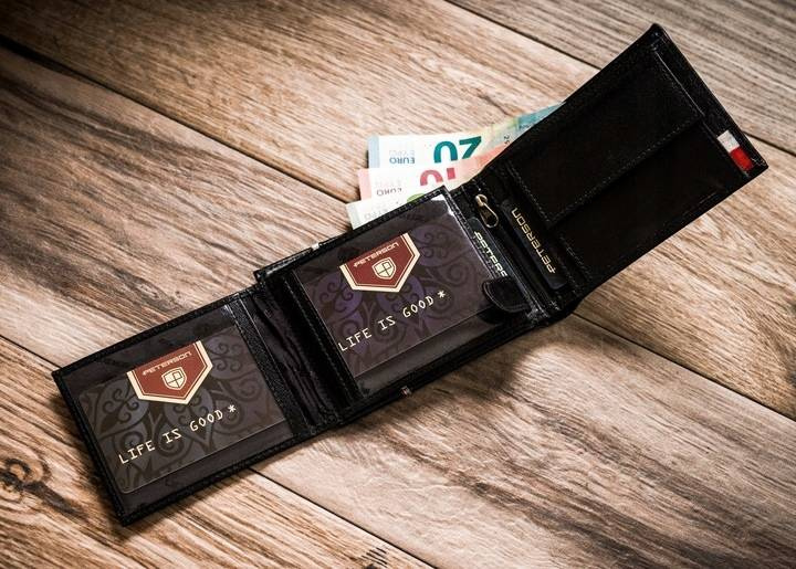 Geschenkset: Herren-Geldbörse aus Leder und Aluminium-Kartenetui — Peterson – Bild 6
