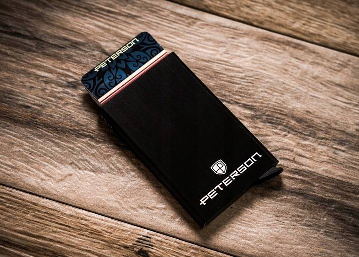 Geschenkset: Herren-Geldbörse aus Leder und Aluminium-Kartenetui — Peterson – Bild 7