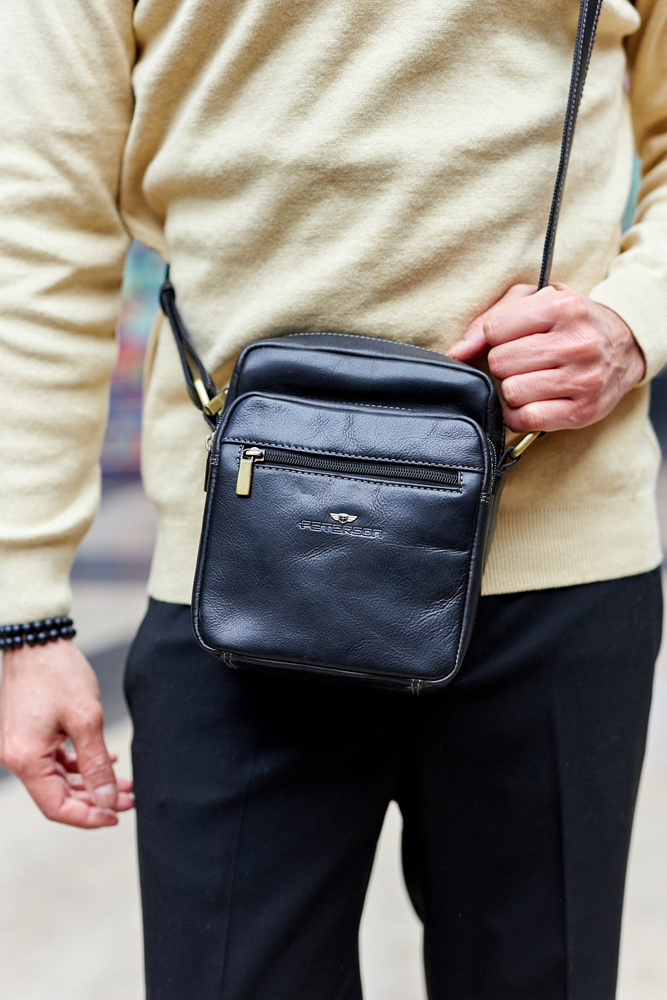 Geräumige Leder Herrentasche mit Fächern – Peterson – Bild 6