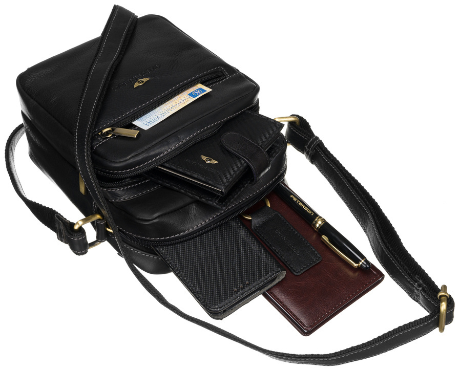 Geräumige Leder Herrentasche mit Fächern – Peterson – Bild 4