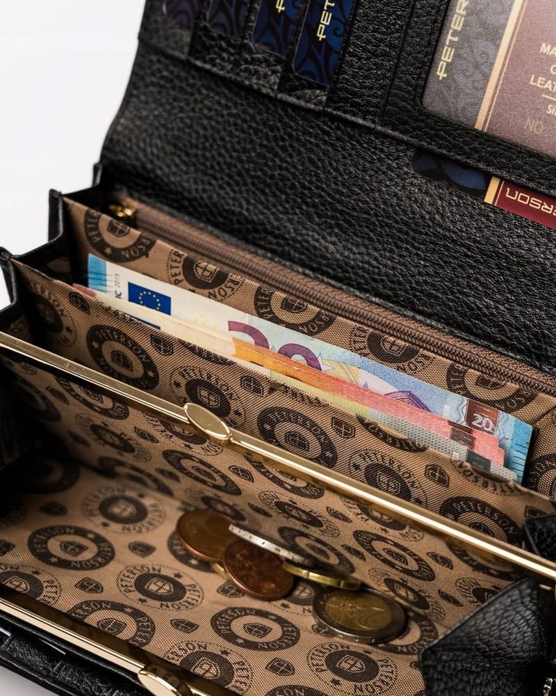 Große Damen Geldbörse aus Leder mit Druckknopf – Peterson – Bild 5