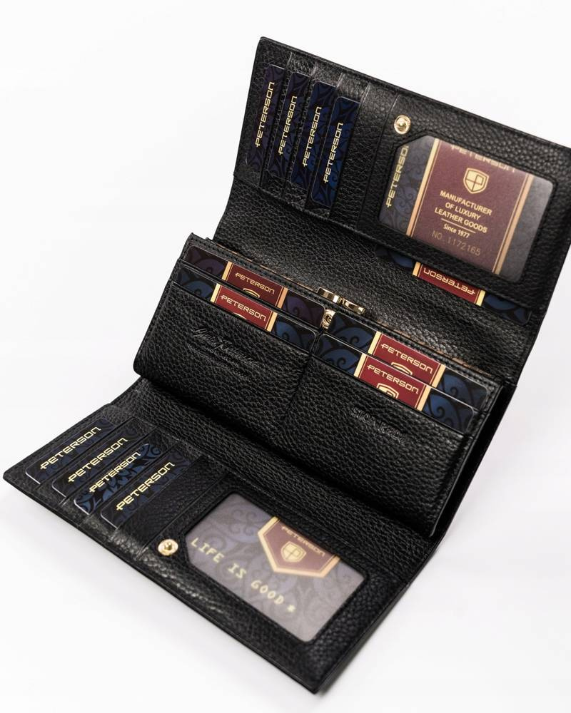 Große Damen Geldbörse aus Leder mit Druckknopf – Peterson – Bild 4