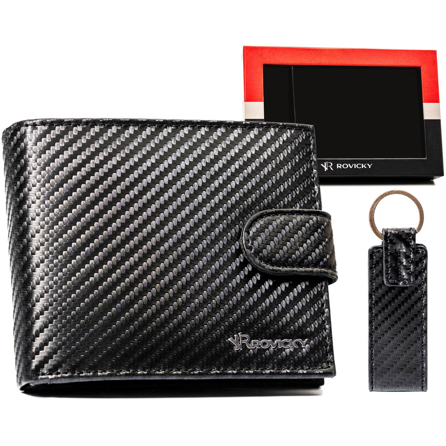 Herren-Geschenkset mit stylischer, aus Leder hergestellter Geldbörse — Rovicky
