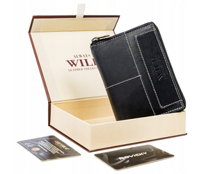 Große Geldbörse aus Leder im Hochformat mit RFID-System – Always Wild