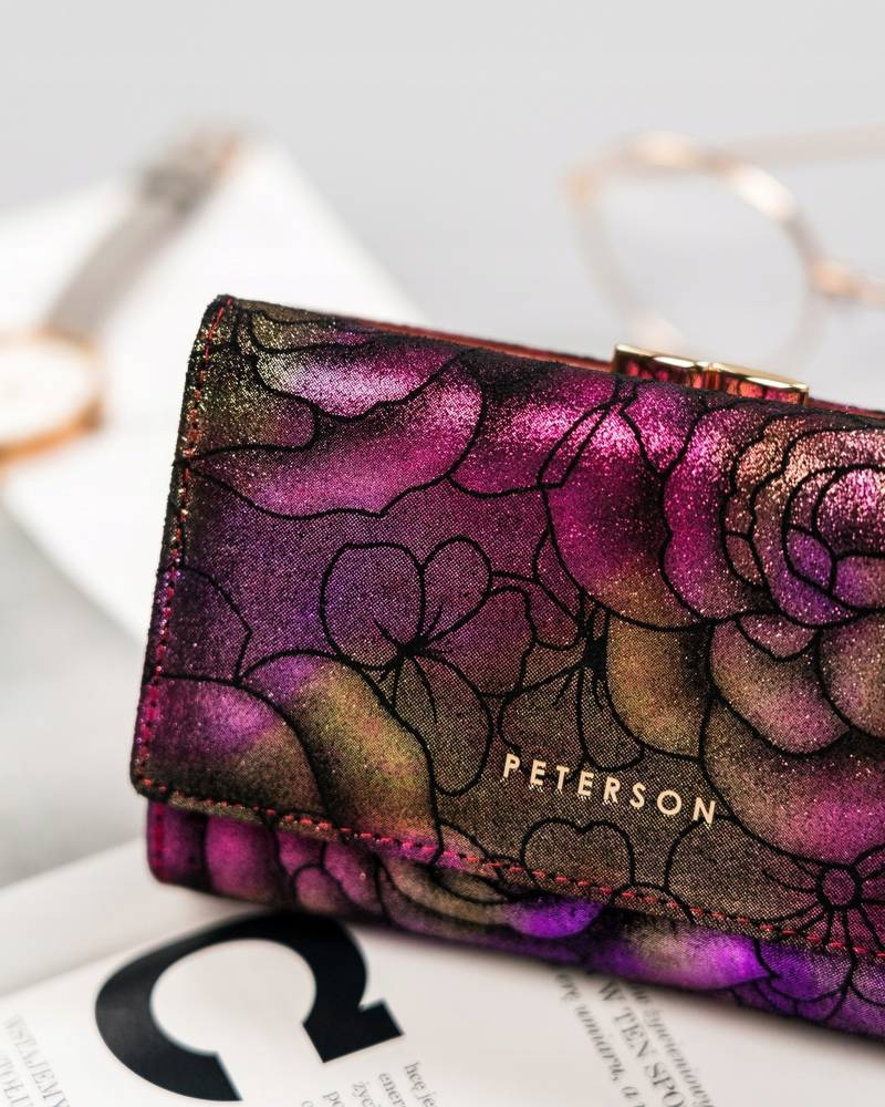 Damen Geldbörse aus Naturleder mit Blumenmuster — Peterson – Bild 9