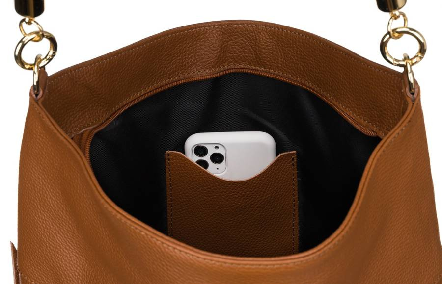 Damen Shopper Tasche aus Echtleder im Beutelstil – Peterson