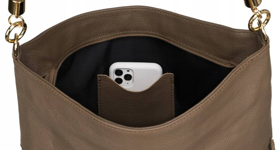 Damen Shopper Tasche aus Echtleder im Beutelstil – Peterson