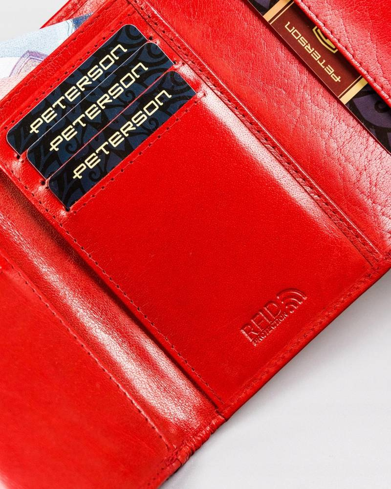 Klassische Damen Geldbörse aus Leder mit Druckknopf – Peterson – Bild 7