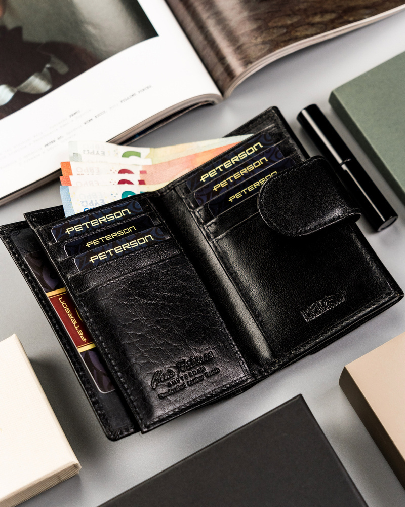 Mittlere Damen Geldbörse aus Leder mit Druckknopf – Peterson – Bild 7