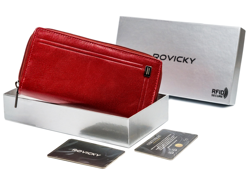 Große Damen Geldbörse aus Leder mit Reißverschluss – Rovicky