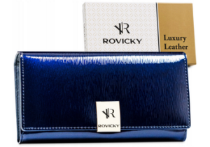Damen Geldbörse aus Lackleder mit Druckknopfverschluss – Rovicky