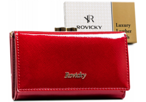 Damen Geldbörse aus Leder mit Bügelverschluss und Druckknopf – Rovicky