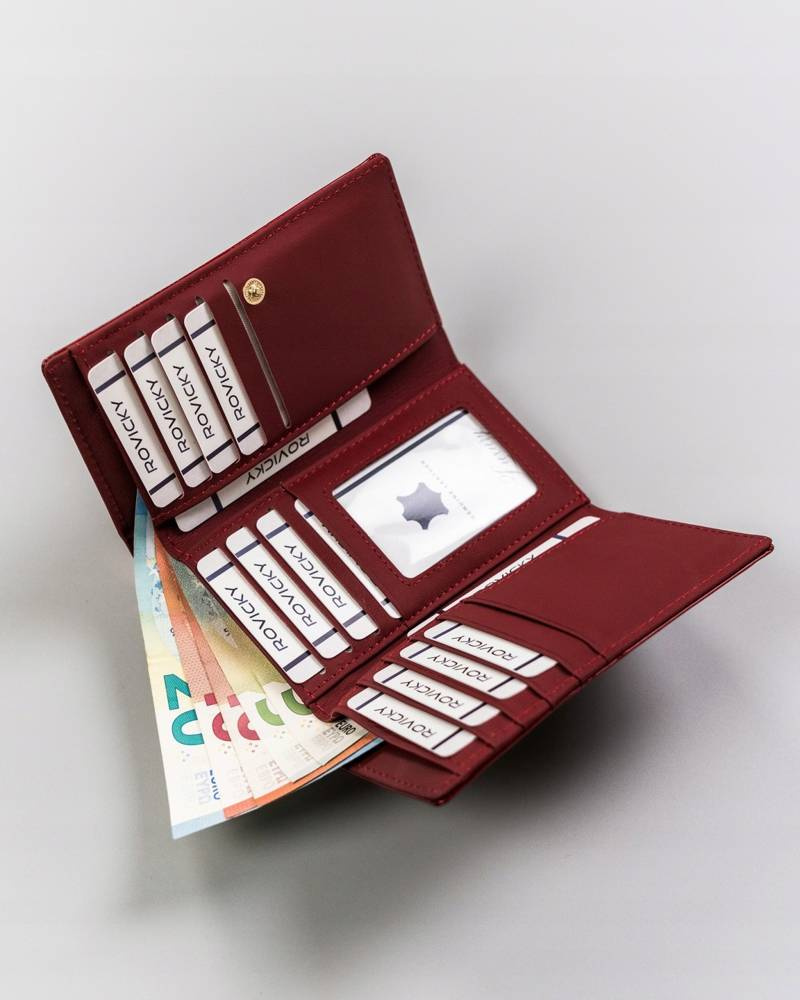 Damen Geldbörse aus Leder mit Bügelverschluss und Druckknopf – Rovicky – Bild 5