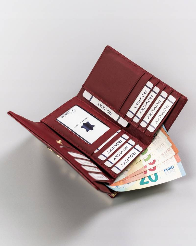 Damen Geldbörse aus Leder mit Bügelverschluss und Druckknopf – Rovicky – Bild 6