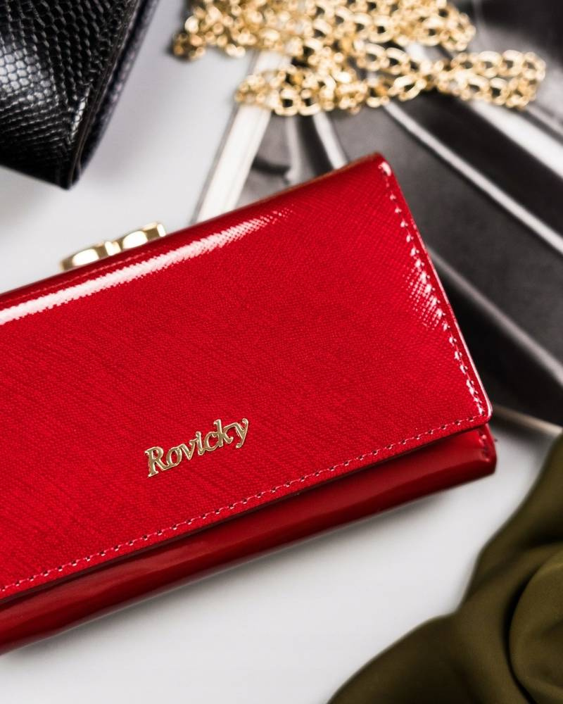 Damen Geldbörse aus Leder mit Bügelverschluss und Druckknopf – Rovicky – Bild 2