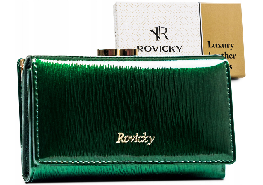Damen Geldbörse aus Leder mit Bügel- und Druckknopfverschluss – Rovicky