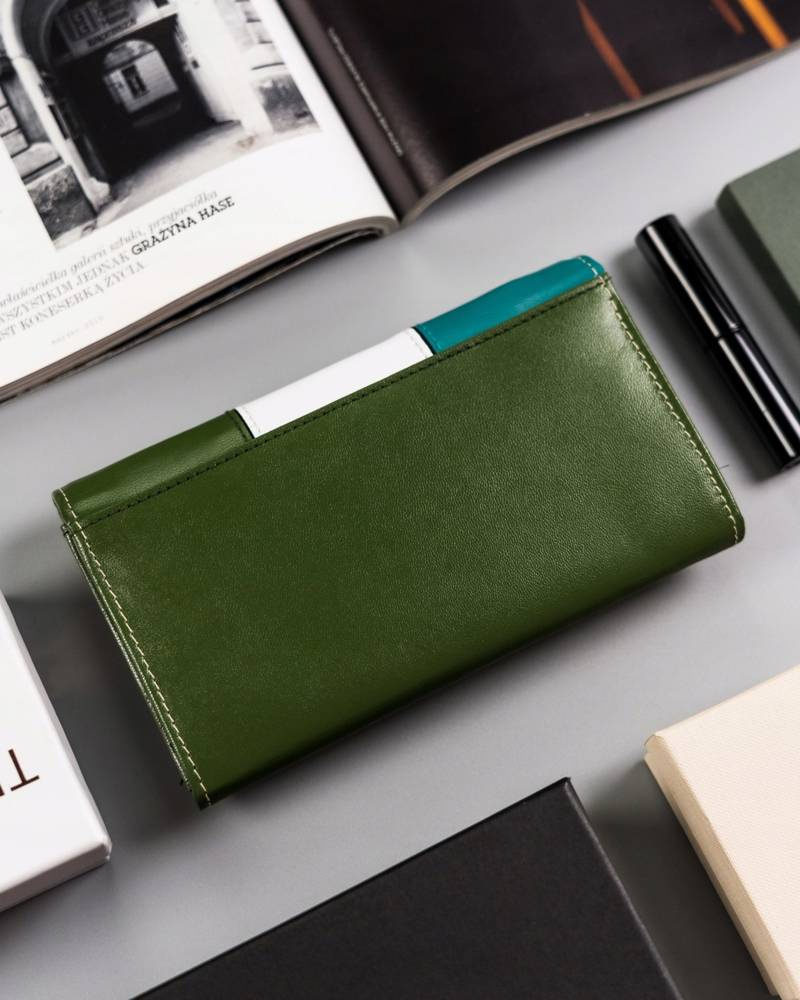 Mehrfarbige Damen Geldbörse aus Leder mit Druckknopf – Peterson – Bild 4