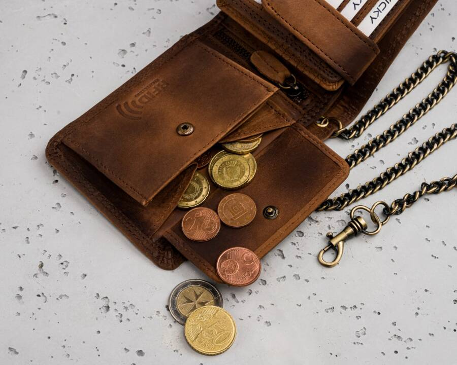 Große Herren Geldbörse aus Leder mit Kette – Bild 5