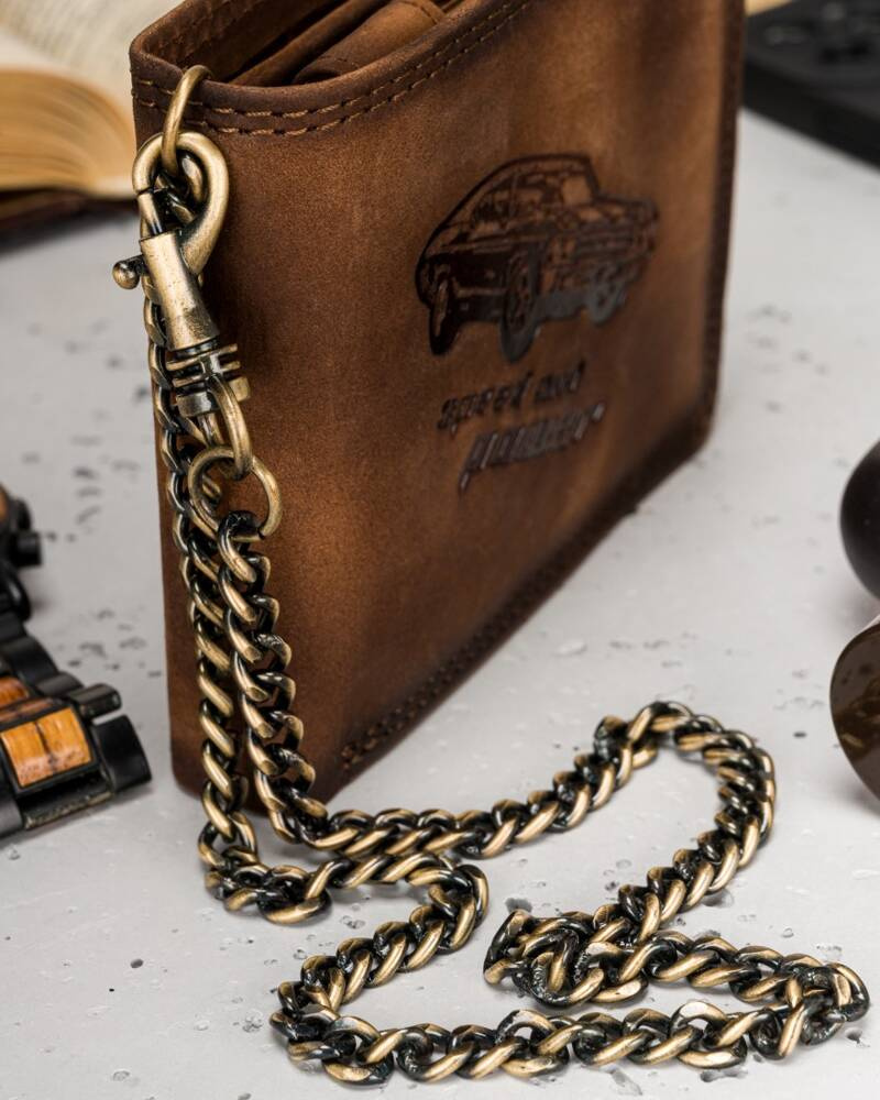 Große Herren Geldbörse aus Leder mit Kette – Bild 8