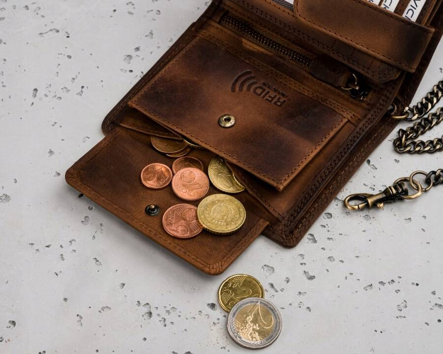 Große Herren Geldbörse aus Leder mit Kette – Bild 5