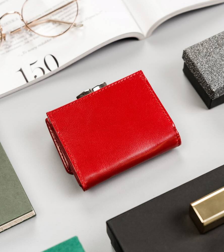 Kleine Damen Geldbörse aus Leder mit Druckknopf und Bügelverschluss – Peterson – Bild 8