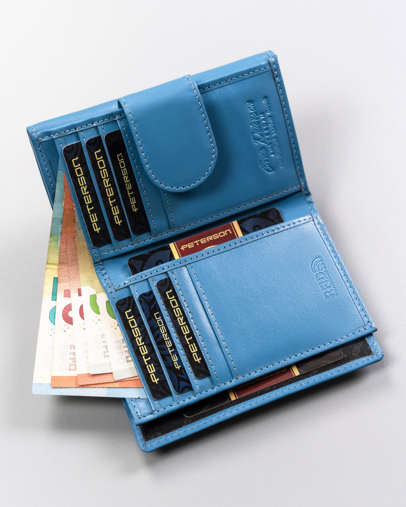 Mittlere Damen Geldbörse aus Leder mit Druckknopf – Peterson
